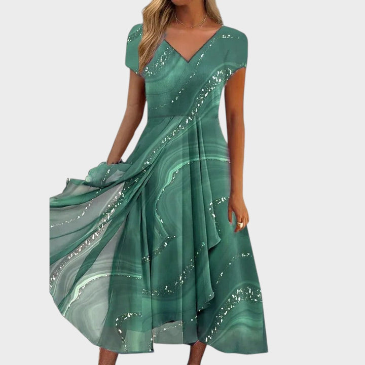 Lucija™ – Robe midi élégante avec décolleté en V