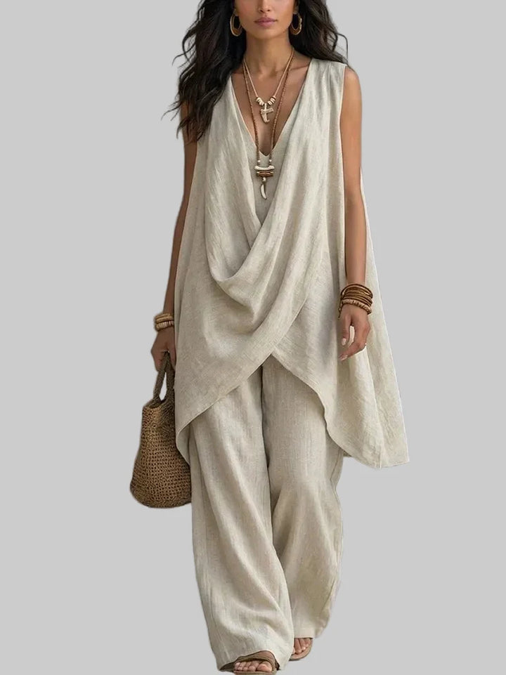 Ensemble en coton et lin boho style femme