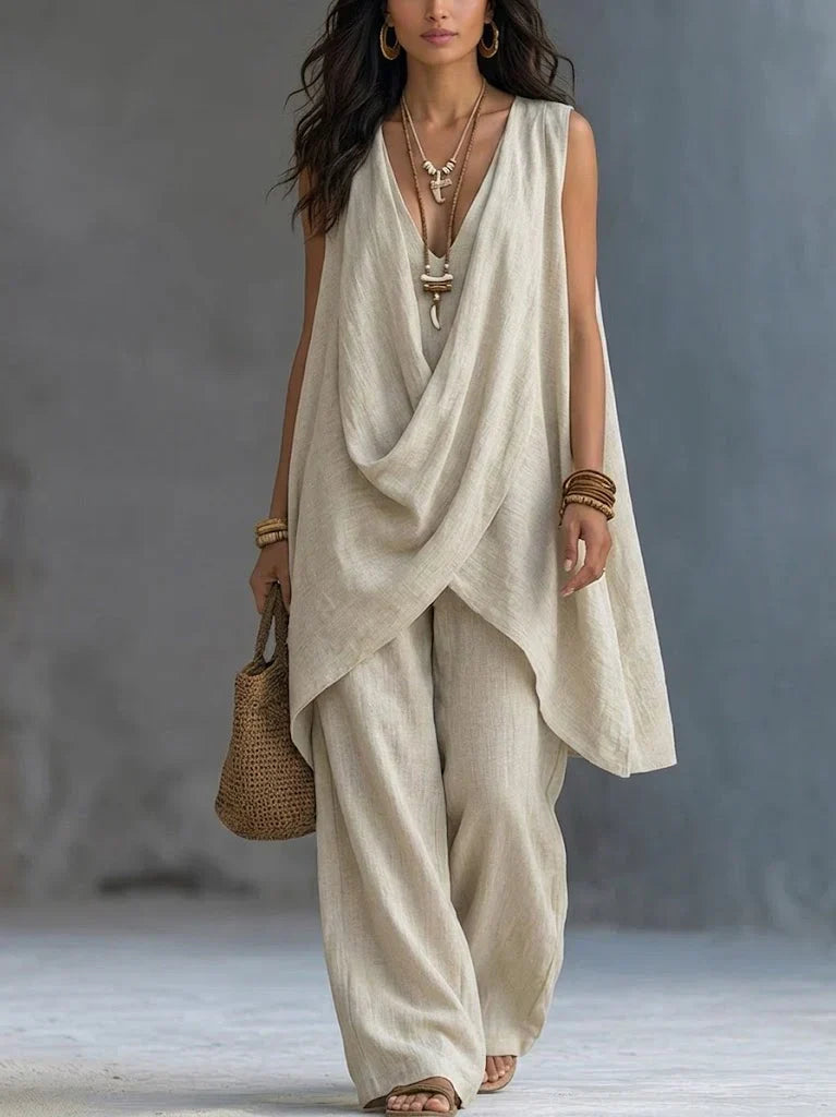 Ensemble en coton et lin boho style femme