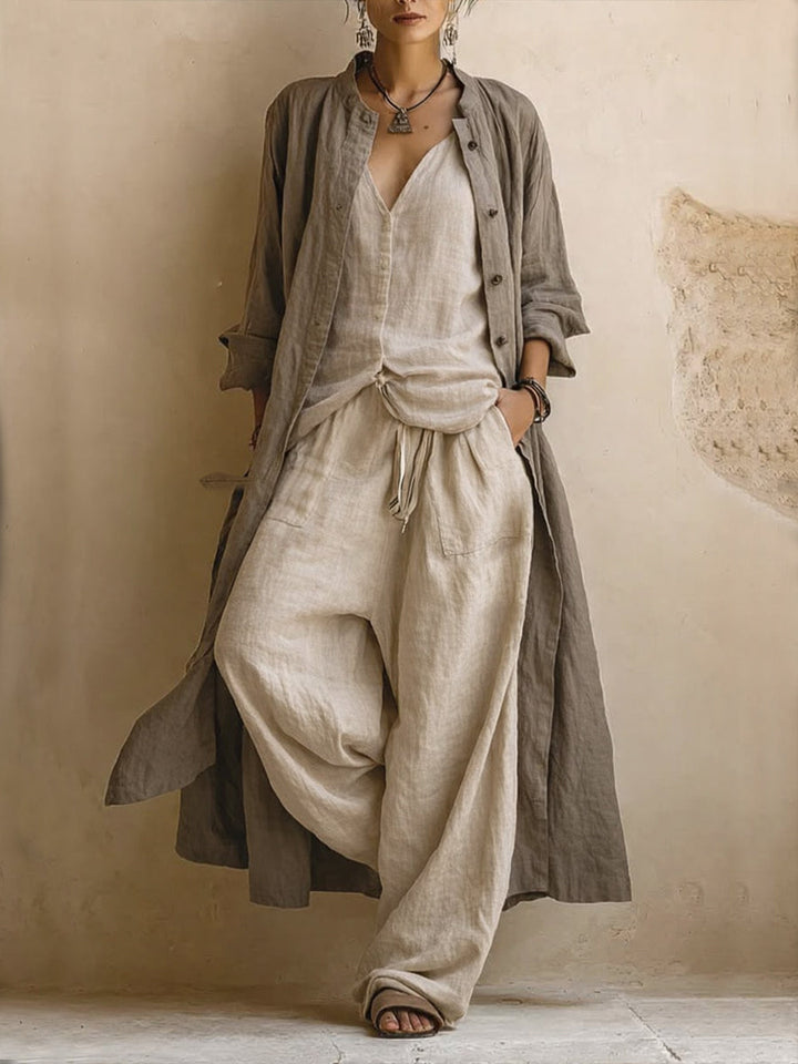 Ensemble boho en lin 3 pièces